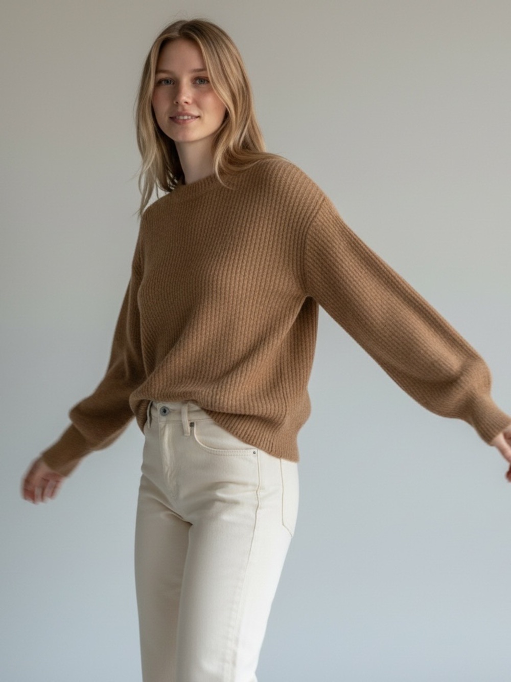 Everlane Alpaca Cocoon Crew Sweater Brown Cozy Minimalist Size XS - Picture 13 of 15